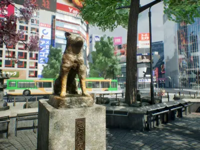 Shibuya - Crossing and surrounding areas Low-poly 3D model