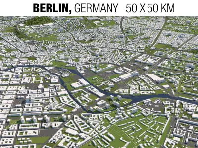 Berlin 50x50km 3D City Map 3D model