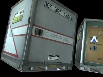 Airport shipping containers Low-poly 3D model