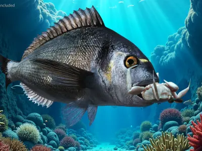  Dorado Fish With Crab In Mouth 