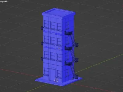 Building Model Low Poly Low-poly 3D model
