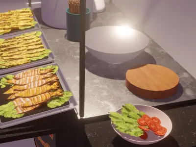 Grilled Squid Shop 3D model