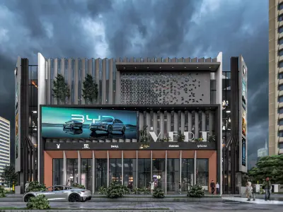 Modern Commercial Complex Exterior 3D model