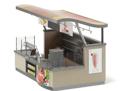  Cafe Stall 3D Model 3D model