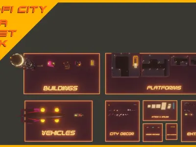 Scifi City Mega Asset Pack Low-poly 3D model