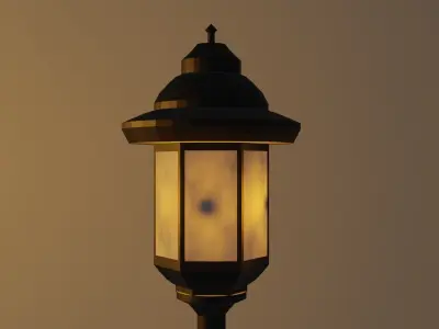  All Lantern in the park with light PBR Game-ready Low-poly 3D model