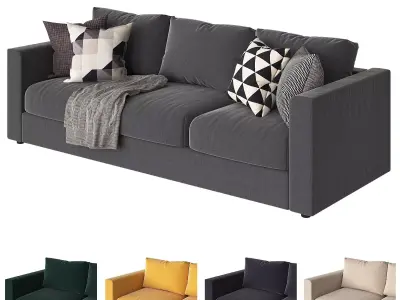 Vimle 3 emerald velvet sofa 3D model