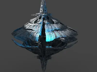 Aster Grand Ocean Sci Fi shards towers Low-poly 3D model