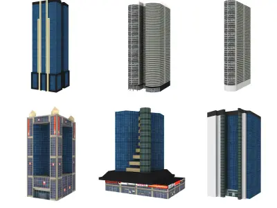 Dubai - Dubai Towers Building 3D Pack - Sheikh Zayed ST Low-poly 3D model