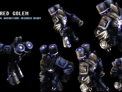 Armored Golem Low-poly 3D model