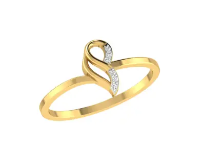 Light Weight Yellow Gold Diamond Ring  -EZ R-124 3D print model