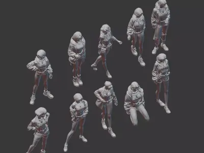 Street style figure set for diorama pack 2 3D print model