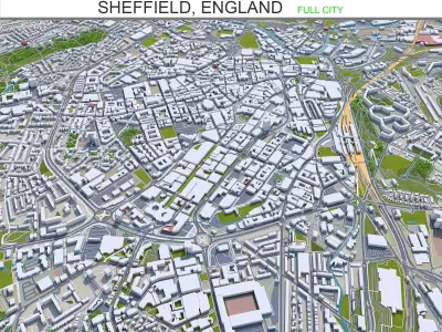 Sheffield England 40km Low-poly 3D model