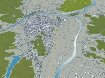 Sangju si South Korea Low-poly 3D model