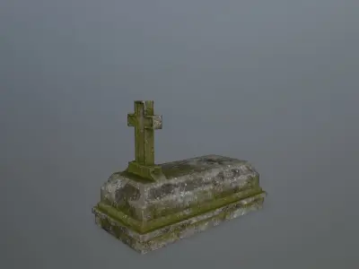 Tombstone Set stone column Low-poly 3D model
