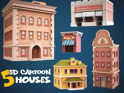 Game Cartoon Building Pack Low-poly 3D model