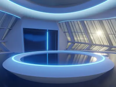 Sci Fi Exhibition Hall Interior with real world scale 3 3D model
