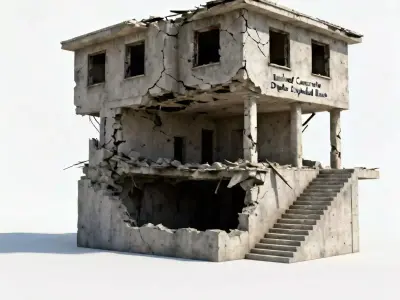 Realistic War-Torn Urban Ruins Collection 3D Model Pack