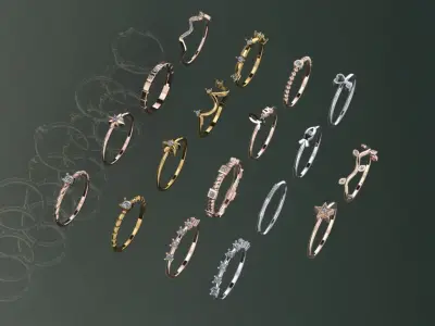 Light Gold Rings 3D print model