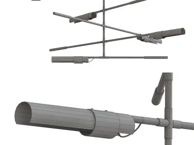 Koben light fixture with four metal rods 3D model