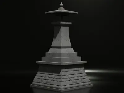 Japanese Stone Lantern Low-poly 3D model