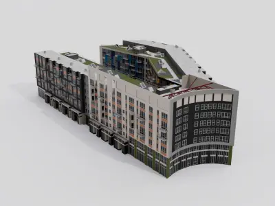 City Club Modern Apartments Building CBD Detroit  3D model