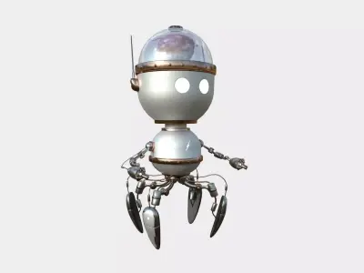 Brain Robot G04 Steel - SciFi Character Design Low-poly 3D model