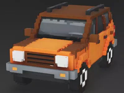 Retro Explorer Voxel SUV 3D Model Low-poly 3D model