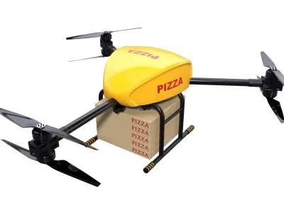 Pizza Drone Delivery Tricopter 3D model