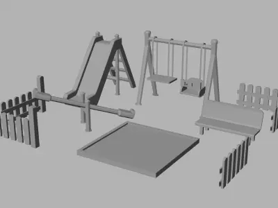 Stylized Playground Pack Low-poly 3D model