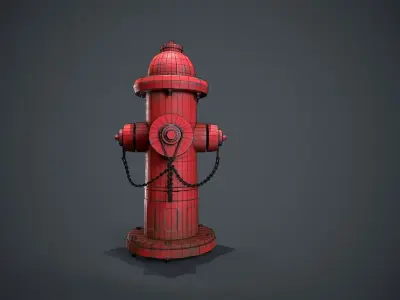 Game ready realistic and low poly fire hydrant  3D model