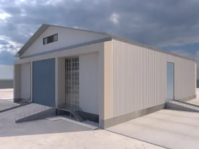 Industrial Warehouse Low-poly 3D model 2
