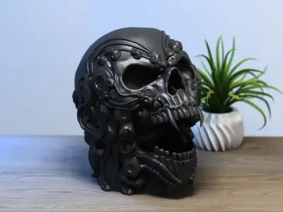 Robot Skull Headphone Stand 3D print model purchase