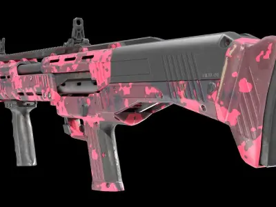 DP12 Shotgun Sci-fi Camo texture Low-poly 3D model