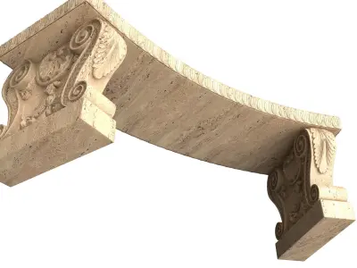 Stone Bench 03 Curved Low-poly 3D model