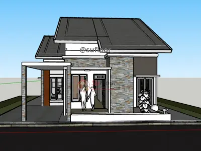 House 8x12m code 421 - Sketchup 3D model