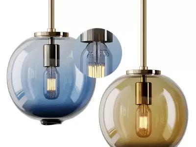 1-Light Single Globe Pendant Clear  Blue and Amber By Casamotion 3D model