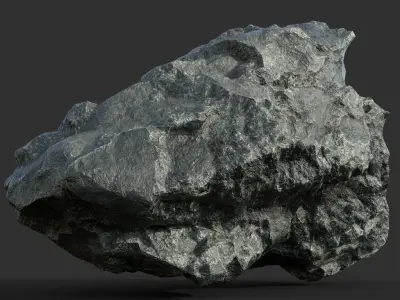 Low poly Damaged Black Rock A2 Low-poly 3D model