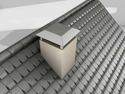 City House -15- Half-Double-House - Roof black - Wall skinyellow Low-poly 3D model