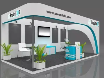 Exhibition stall 3d model 6m x 3m  3 side open 3D model