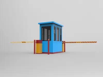 Parking booths Low-poly 3D model