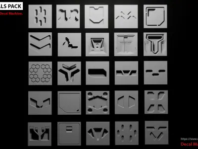 25 Sci-Fi Decals Pack Vol 001 Texture