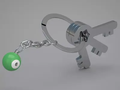 6 Pool Snooker Ball with Keychain 3D model