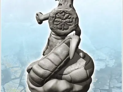Medusa Gorgon with spear and head in hand 10 - Medieval Fantasy  3D print model