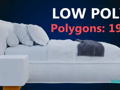 Queen Bed Low-poly 3D model