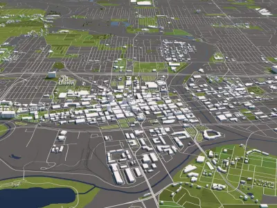 Des Moines Iowa USA 50x50km 3D City Map 3D model