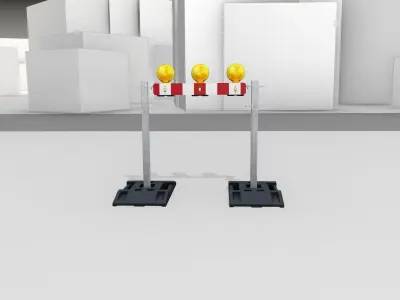 Construction Barrier 5 with warning lights 600-30 100x800mm Low-poly 3D model