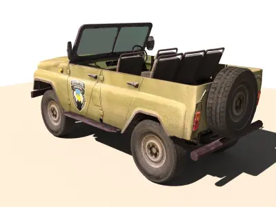 Uaz Russian Army Vehicle Lowpoly Low-poly 3D model