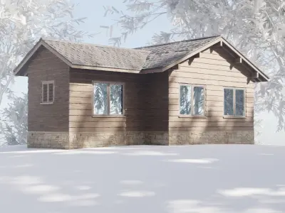 Wooden Chalet House Villa Building Low-poly 3D model