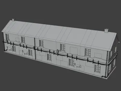 Urban City building 05 Low poly two versions Low-poly 3D model
